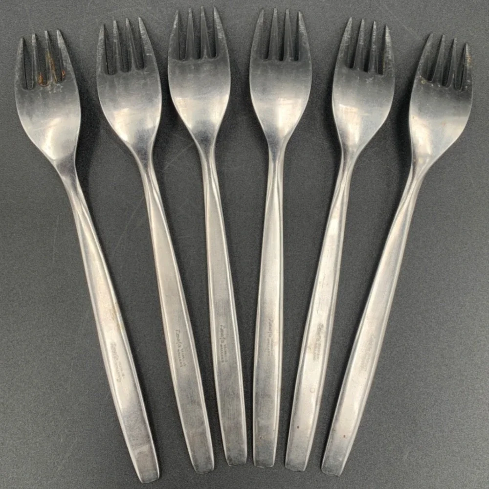 Amefa Royal Damask Stainless Steel Dinner Forks Set of 6 Scroll Pattern Holland
